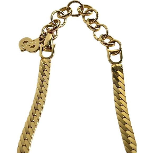 Vintage Christian Dior Purple Rhinestone and Gold Tone Chain Necklace - Picture 4 of 10